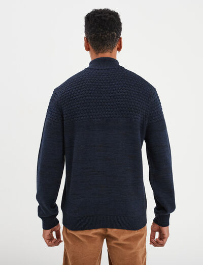 Pull col camionneur zippé Creeks bleu foncé homme