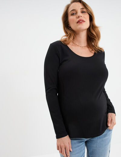 T-shirt allaitement manches longues noir femme maternité