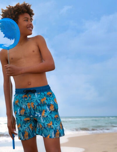 Short de bain vert kaki garçon