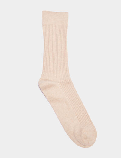 Lot 2 paires chaussettes côtelées beige homme