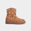 Boots brodées en cuir camel fille