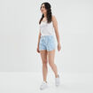 Short de jogging droit bleu femme