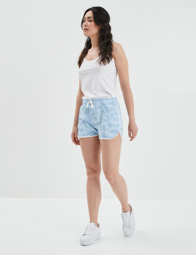 Short de jogging droit bleu femme