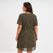 Robe col tunisien manches courtes vert kaki femme grande taille