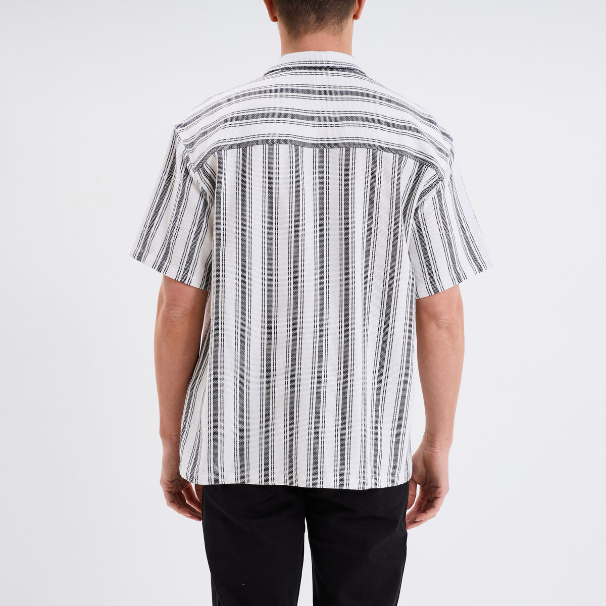 Chemise col cubain manches courtes coton blanc homme