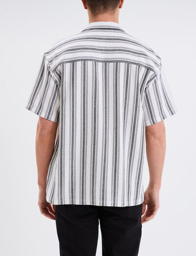 Chemise col cubain manches courtes coton blanc homme