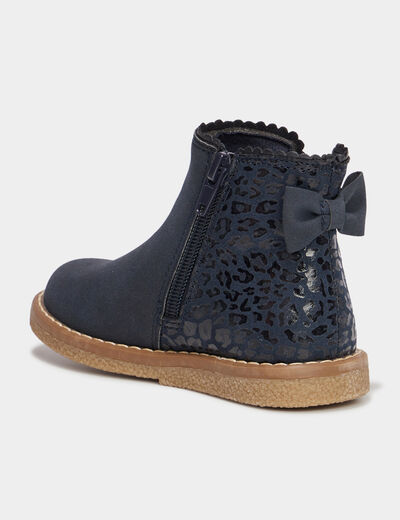 Bottines métallisées avec noeuds bleu marine fille