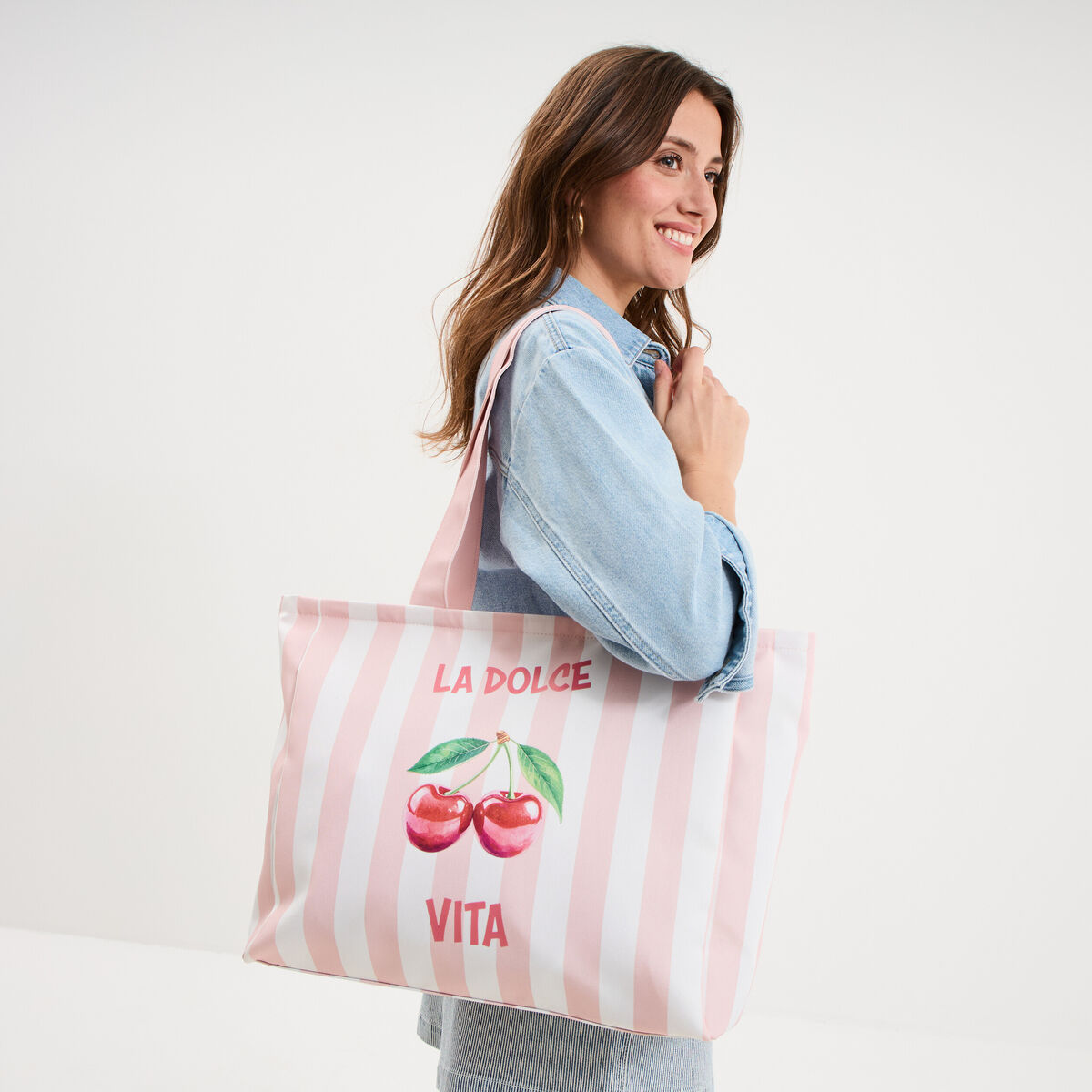 Sac cabas rectangulaire rose pastel femme