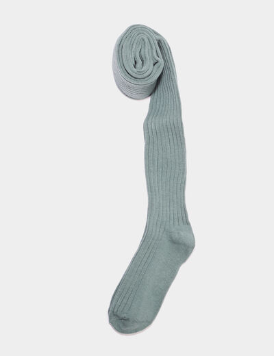 Collant côtelé coton vert fille