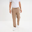 Pantalon cargo taille &eacute;lastiqu&eacute;e taupe homme