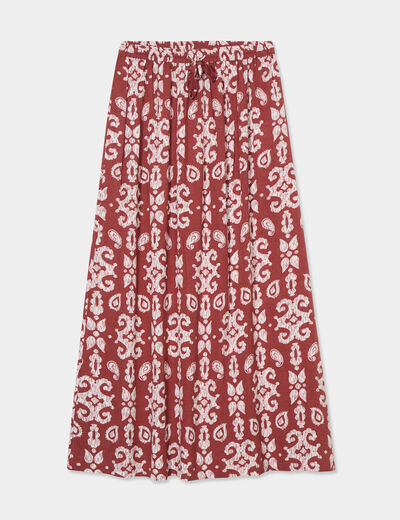 Jupe longue fluide terracotta femme