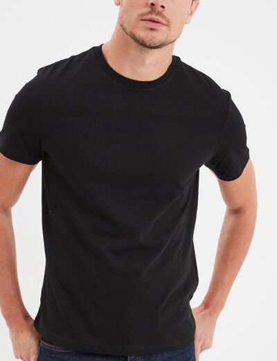 T-shirt droit en coton manches courtes noir homme