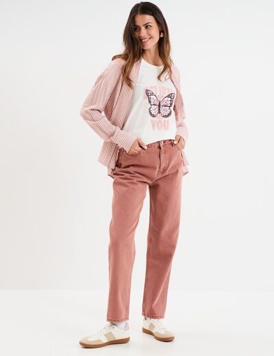 T-shirt ajusté col rond coton Creeks blanc femme
