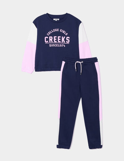 Ensemble jogging sweat pantalon Creeks bleu marine fille