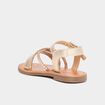 Sandales brides tressées en cuir jaune or fille