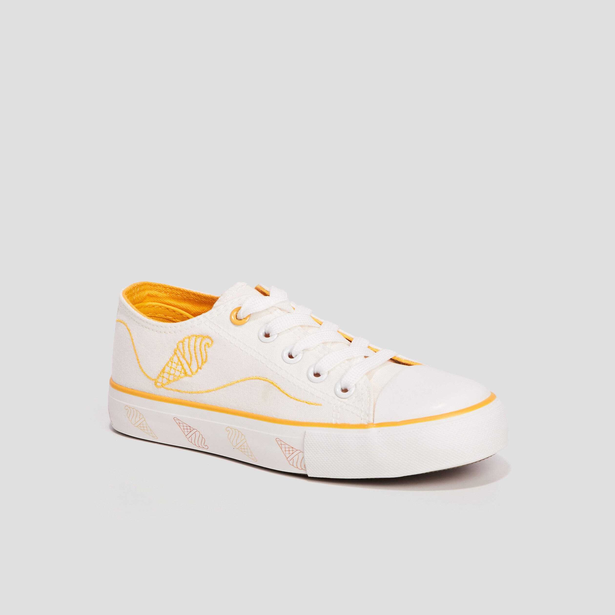 Tennis brodées en toile blanc fille CREEKS