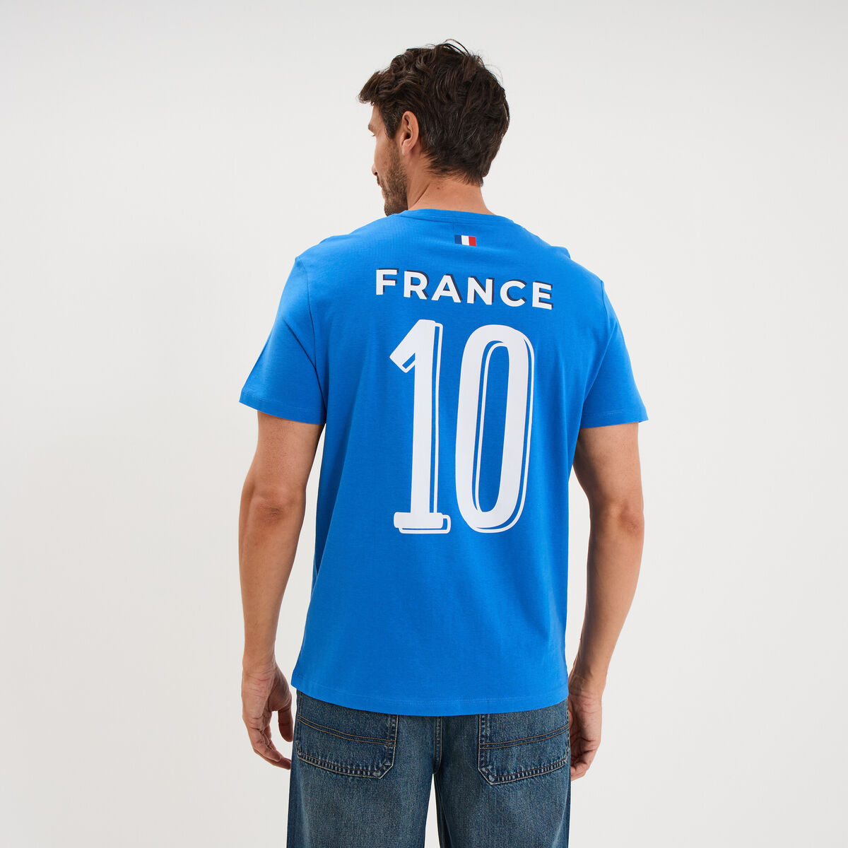 T-shirt maillot de football France coton bleu electrique mixte