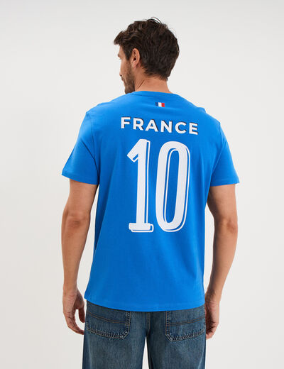 T-shirt maillot de football France coton bleu electrique mixte