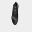 Escarpins à talons carrés en cuir noir femme