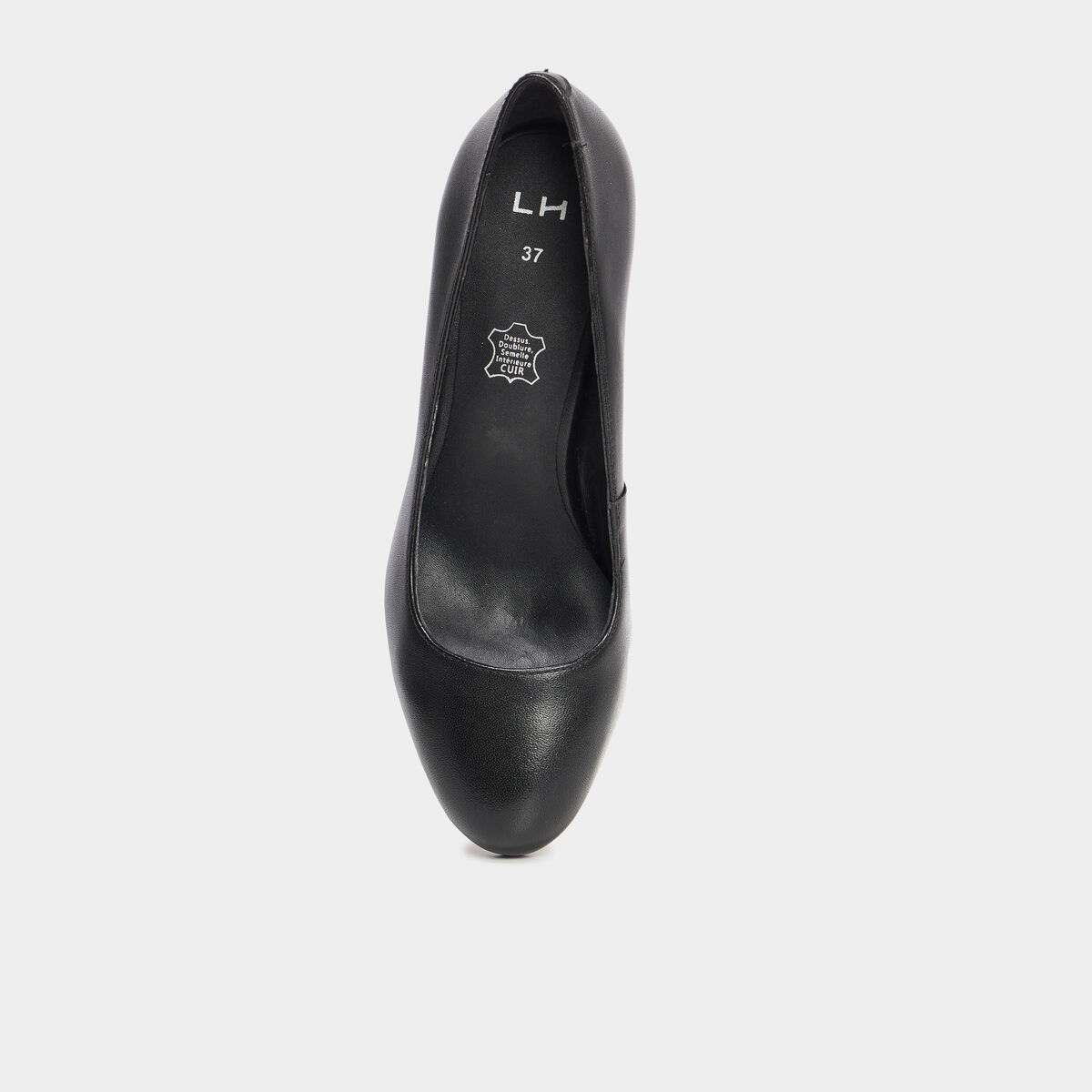 Escarpins à talons carrés en cuir noir femme