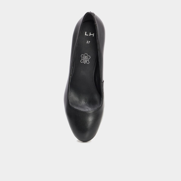 Escarpins à talons carrés en cuir noir femme