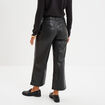 Pantalon simili cuir 7/8ème large noir femme