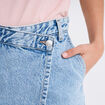 Jupe-short en jean coton denim bleach femme