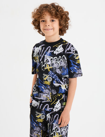 T-shirt col rond manches courtes Liberto noir garçon