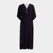 Robe longue droite fluide taille smockée noir femme grande taille