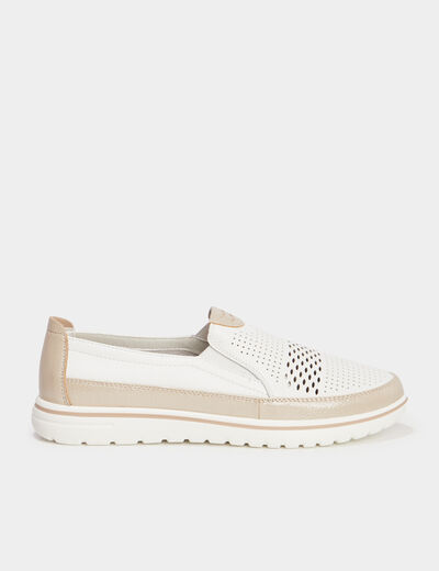 Mocassins pied large Confortissimo blanc femme
