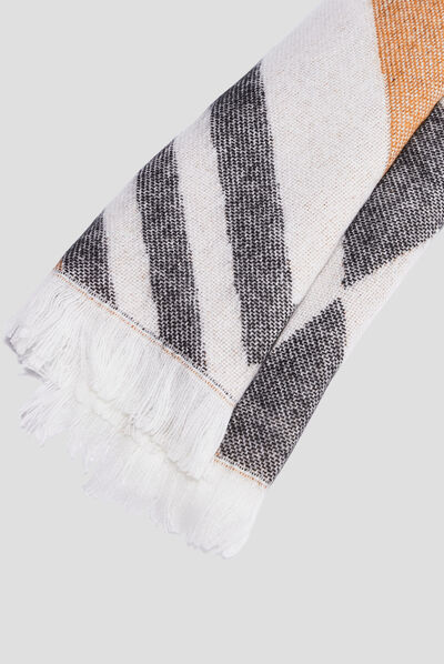 Écharpe à franges avec motifs multicolore femme