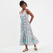 Robe longue sans manches taille coulisse rose fushia femme
