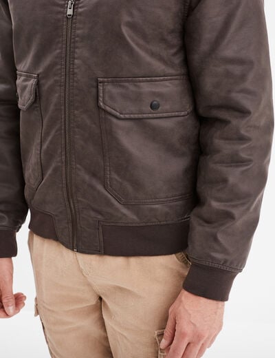 Blouson simili cuir col aviateur Creeks marron homme