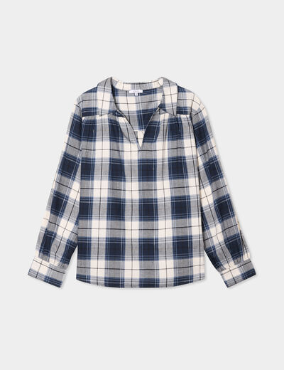 Blouse droite manches longues bleu marine femme grande taille
