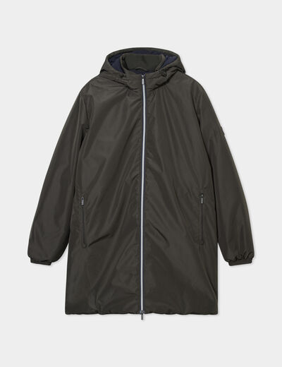 Parka déperlante doublée à capuche vert kaki homme