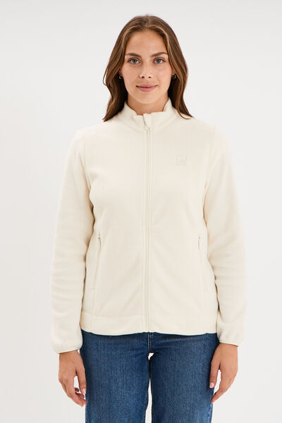 Veste polaire zipp&eacute; manches longues blanc femme