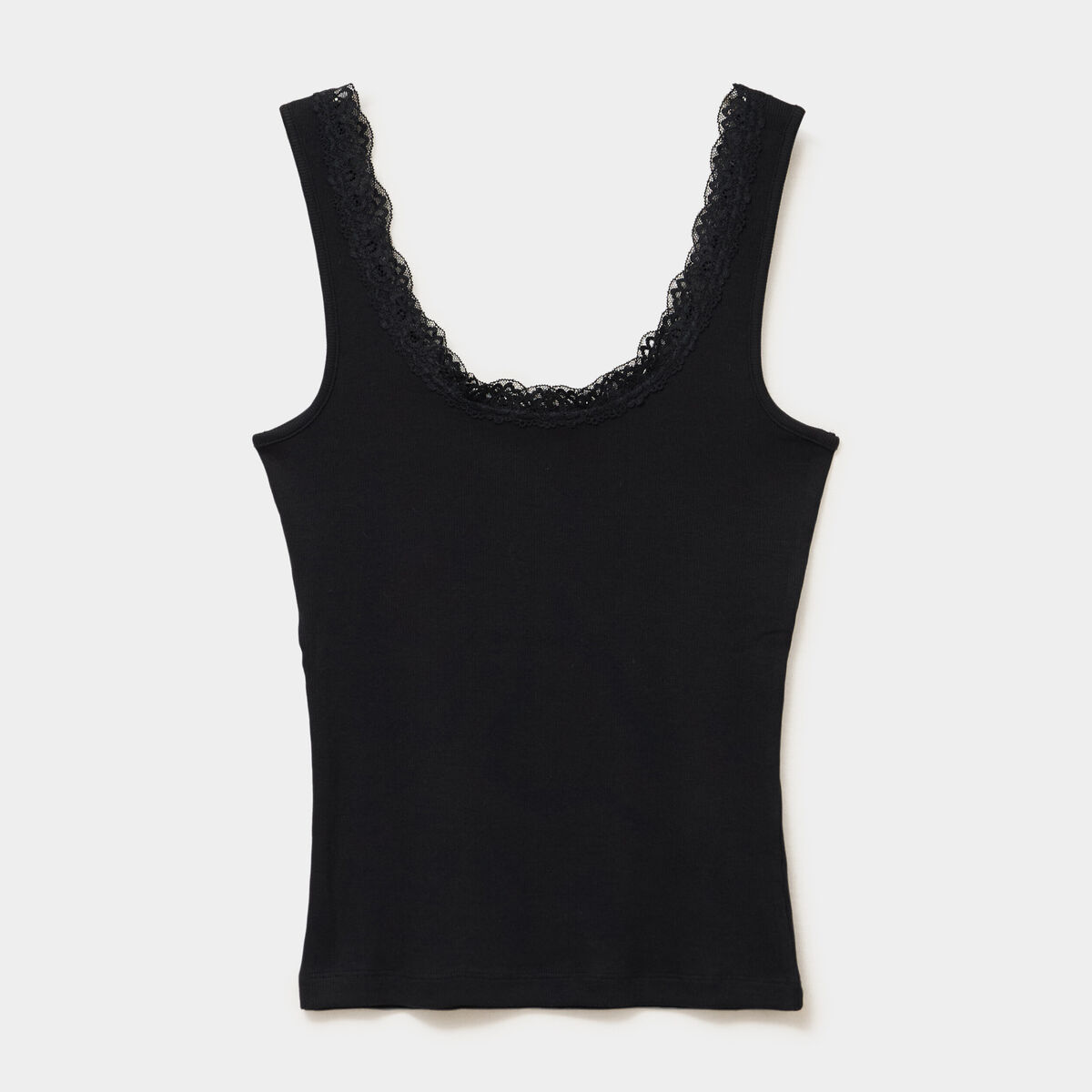 D&eacute;bardeur c&ocirc;tel&eacute; encolure dentelle noir femme