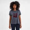 T-shirt manches courtes coton bleu gris femme