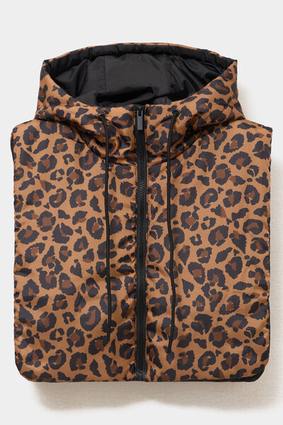 Col tour de cou &agrave; capuche zipp&eacute; marron femme