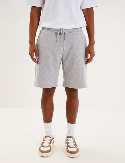 Short jogging molleton droit gris clair homme