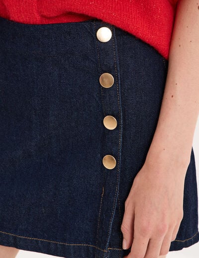 Jupe-short en jean avec boutons denim brut femme
