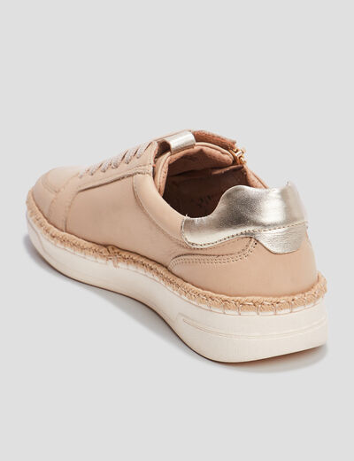 Derbies zippées en cuir pied large sable femme