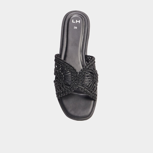 mules effet macrame noir femme Mules effet macramé noir femme