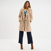 Manteau long fausse fourrure beige femme