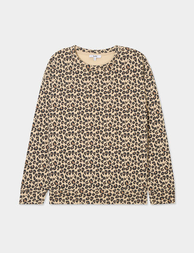 Sweat col rond manches longues sable femme