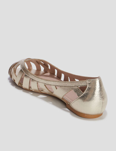 Ballerines plates métallisées jaune or femme