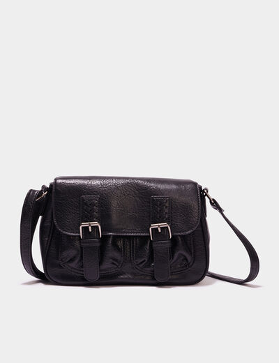 Sac cartable avec poches plaquées noir femme