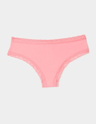Lot 3 shortys côtelés à dentelle vieux rose femme