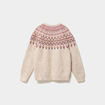 Pull jacquard col rond manches longues ecru fille