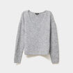 Pull col en V manches longues gris femme